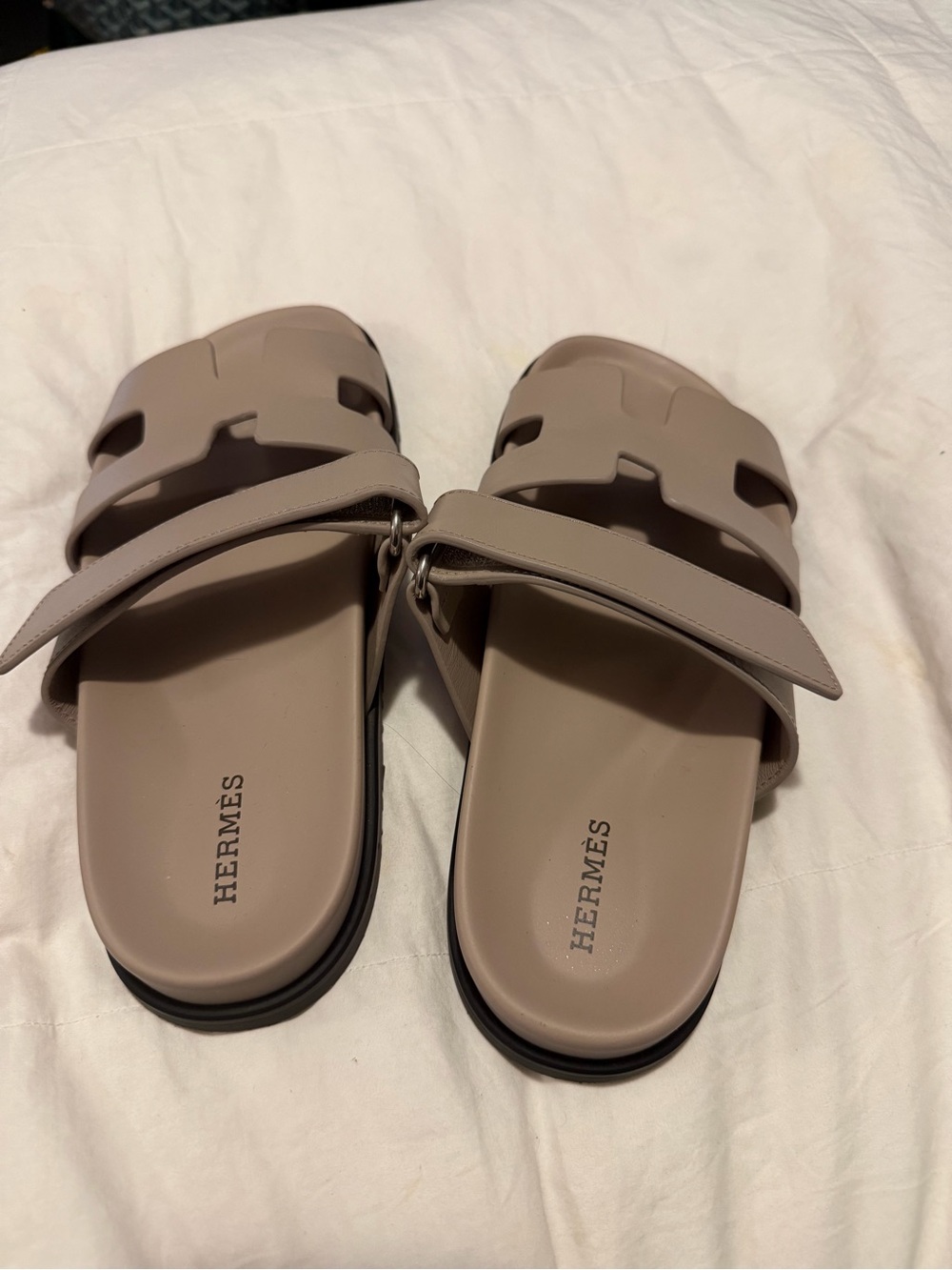 Authentic Hermes Chypre Beige Mastic Leather Sandals Shoes Size 36 6 - Picture 3 of 6